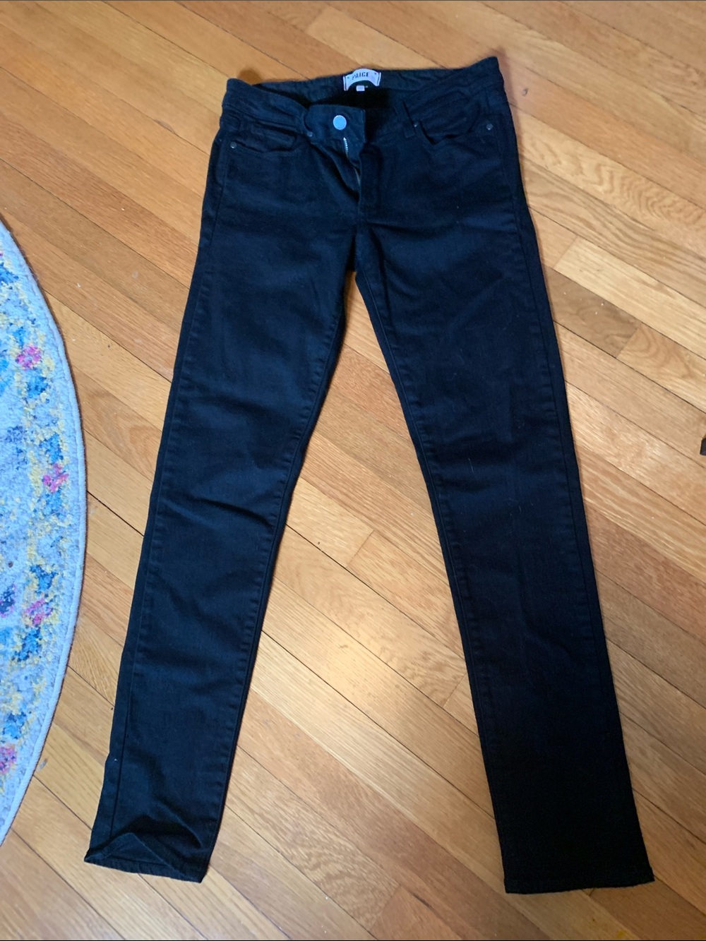PAIGE Black Denim Jeans - Classic Straight Waistband
